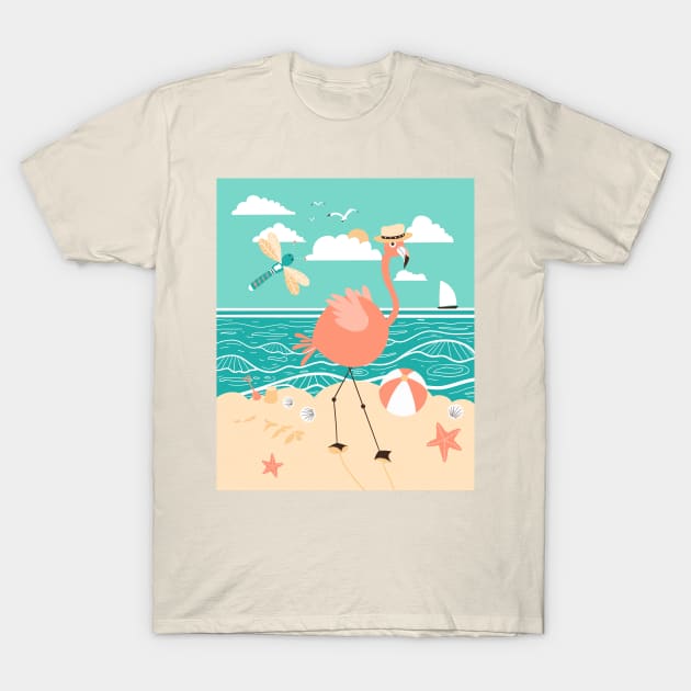 Pink flamingo T-Shirt by Mimie20